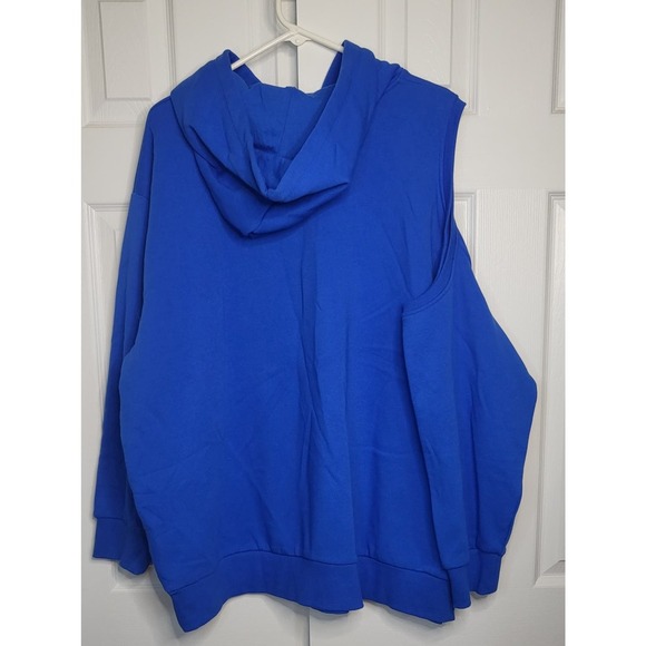 Future Collective Women's Cut Out Shoulder Blue Hoodie- Size 2X - Picture 5 of 7